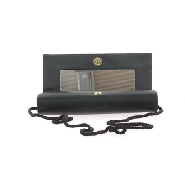 Sac de cérémonie avec miroir en satin noir - Chapellerie Traclet