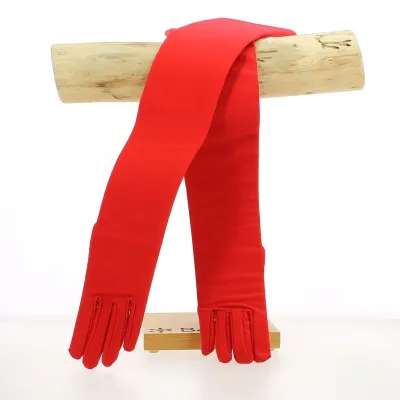 Long ruby red lycra gloves - France Reference: 22678| Chapellerie Traclet