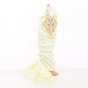 Ceremonial mid-long gloves in shiny lycra (white or cream) with pearls - Chapellerie Traclet - France