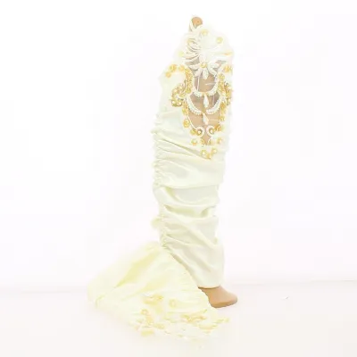 Ceremonial mid-long gloves in shiny lycra (white or cream) with pearls - France Reference: 22686| Chapellerie Traclet