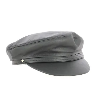 Casquette Marin HENSCHEL HAT USA Cuir Noir - Traclet