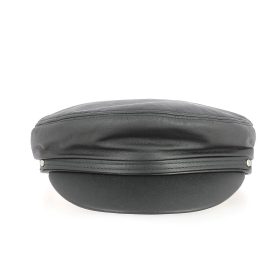 HENSCHEL HAT USA Black Leather Sailor Cap - Traclet
