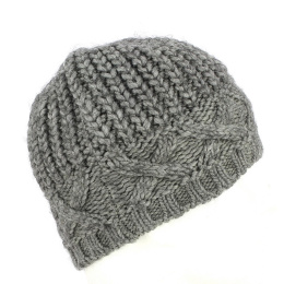 WOOL beanie gray cable knit - Chapellerie TRACLET