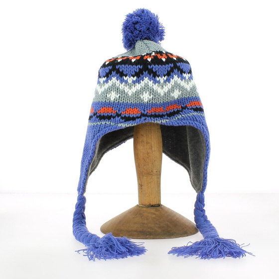 Bonnet enfant doublé polaire bleu ou vert - Chapellerie TRACLET
