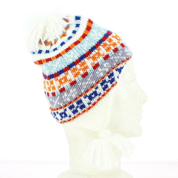 Bonnet cache oreille enfant doublé polaire blanc - Chapellerie TRACLET