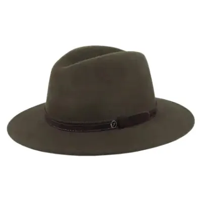 Chapeau Traveller Gianni Cache-Oreilles Feutre Olive - Fléchet