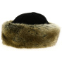 Marmot Fleece Black & Brown Beige Fur Toque