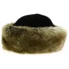 Toque Marmotte Polaire Noir & Fourrure Marron Beige