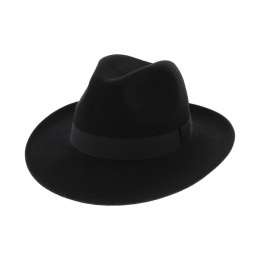 Chapeau Fedora Justin Feutre Poil Noir Imperméable - Traclet
