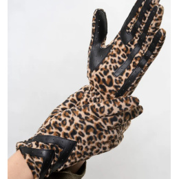 Women's Touchscreen Gloves Recycled Fleece Leopard - Isotoner
