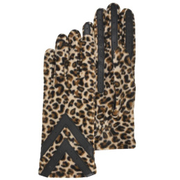 Women's Touchscreen Gloves Recycled Fleece Leopard - Isotoner