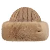 Brown Faux Fur Cable Beanie-Hat - Barts Reference: 7136 | Traclet Hat Shop