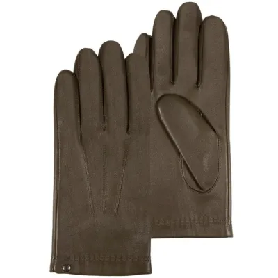 Men's Leather Gloves Lined with Silk & Cashmere Khaki - Isotoner Reference: 22799| Chapellerie Traclet