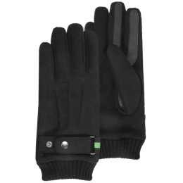 Men's Woolen Fabric Gloves Black - Isotoner