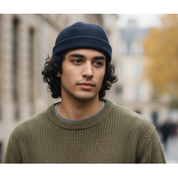 copy of Navy Blue Cotton Picoti Docker Beanie - Flechet