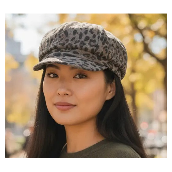 Alessia Leopard Newsboy Cap - Fléchet Alessia Leopard Newsboy Cap - Fléchet