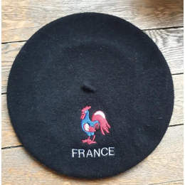 Black Beret Embroidered French Rooster - Le Béret Français