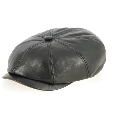Casquette Hatteras Avellino Nappa Cuir Noire - Traclet