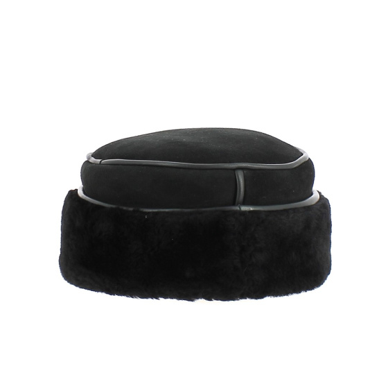 Toque Femme Ivanova Cuir Fourrure Naturelle Noire - Traclet