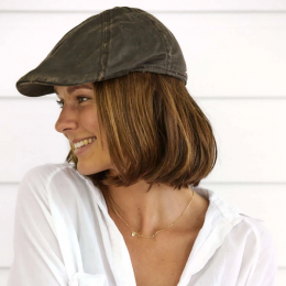 Casquette Plate Merrick Newsboy Marron Coton - Conner Hats