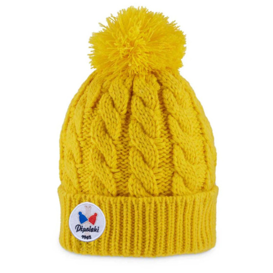 Gstaad Mustard Yellow Pompom Beanie - Pipolaki