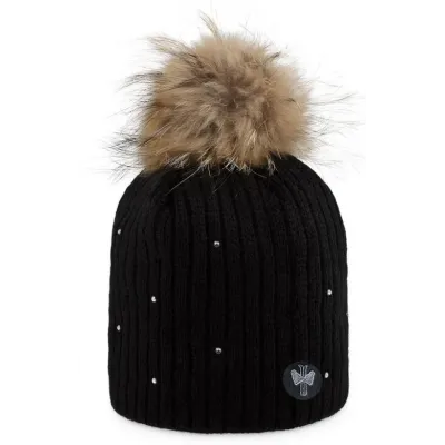 Bonnet à Pompon MERRY Strass Noir - Pipolaki