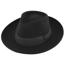Black Wool Felt Messina Fedora Hat - Traclet