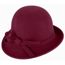 Lidia Cloche Hat Wool Felt made in france Burgundy - Traclet
