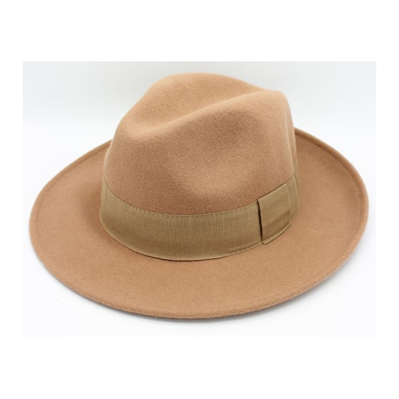 San Salvo Fedora Hat Camel Wool Felt - Traclet
