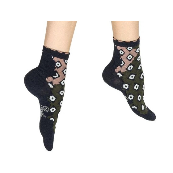 Women's Short Diamond Wool Socks Made in France - Berthe