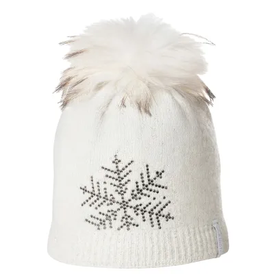 Lara Lurex Kristo Women's Beanie with Raccoon Fur Pompom and Traclet Off-White Lining Reference: 5907 | Traclet Hat Shop