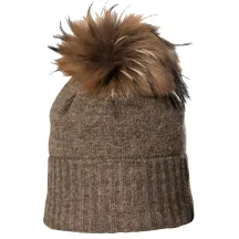 Bettina Taupe Fur Pompom Beanie - Kristo ref 22914 chapellerie traclet
