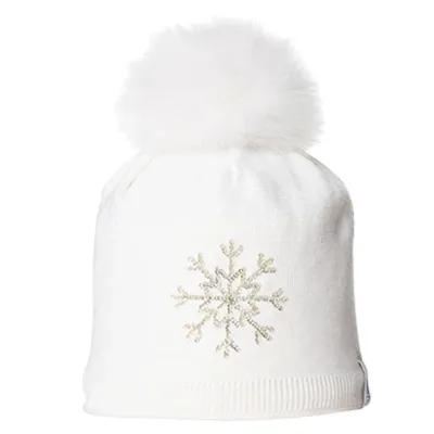 Bonnet Pompon Fourrure Brody Laine Blanc - Kristo