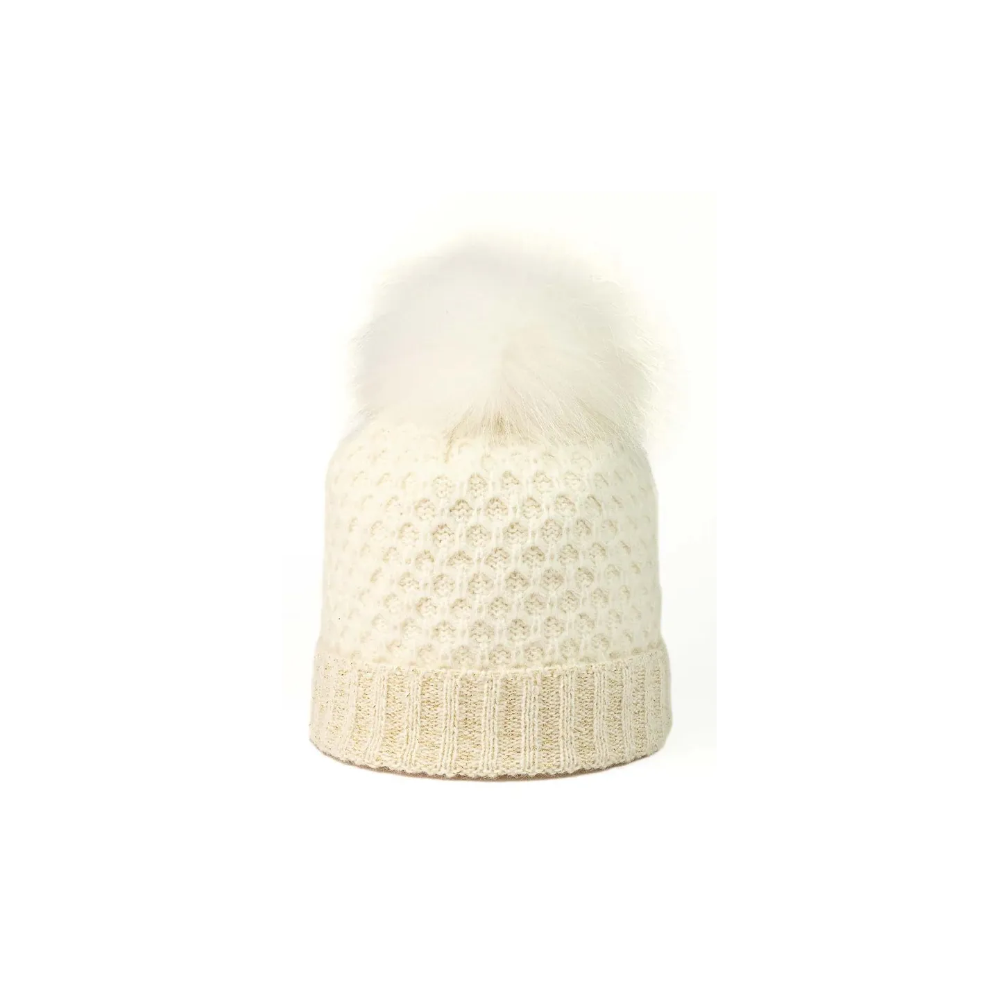 Bianca White Fur Pompom Beanie - Kristo Reference: 22916 | Chapellerie Traclet