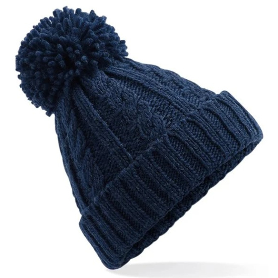 Oversize Navy Pom Pom Beanie - Traclet