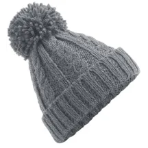 Bonnet À Pompon Tricote Oversize Gris - Traclet