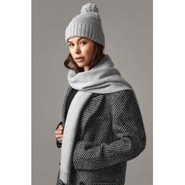 Louna Pom Pom Beanie & Scarf Set Grey - TRACLET