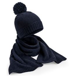 Ensemble Louna Bonnet Pompon & Echarpe Marine - TRACLET
