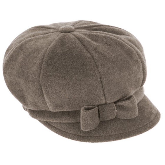 Armel Fleece Taupe Newsboy Cap - Traclet