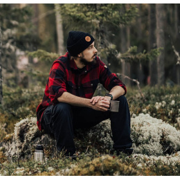 Bonnet à Revers Björn Laine Mérinos Noir - Super Yellow