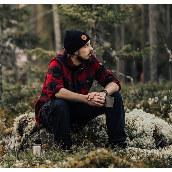 Björn Merino Wool Cuffed Beanie Black - Super Yellow