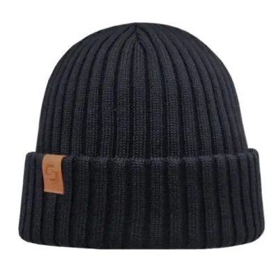 Bonnet à Revers Sailor Laine Mérinos Noir - Super Yellow