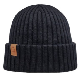 Sailor Cuff Beanie Merino Wool Black - Super Yellow