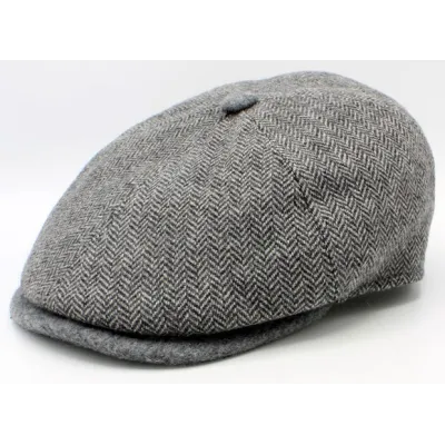 Catanzaro Grey Herringbone Cap – Traclet Elegance Reference: 22946 | Chapellerie Traclet