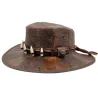Chapeau Outback Cuir Dent de Croco Tan - Jacaru