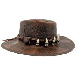 Outback Leather Hat Croco Tooth Tan - Jacaru
