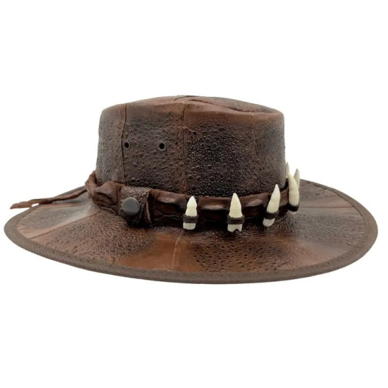 Outback Leather Hat Croco Tooth Tan - Jacaru