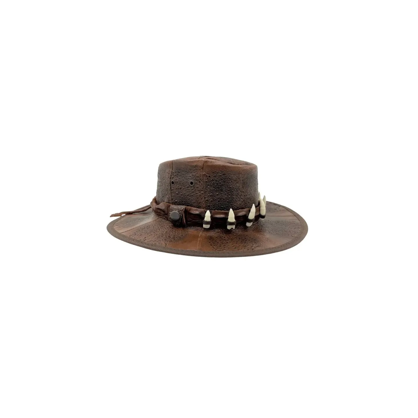 Chapeau Outback Cuir Dent de Croco Tan - Jacaru  Reference : 22947| Chapellerie Traclet
