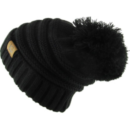 Danica Black Pom Pom Beanie - Traclet