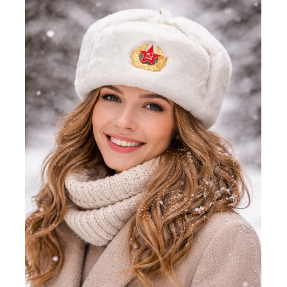 White USSR Ushanka Chapka